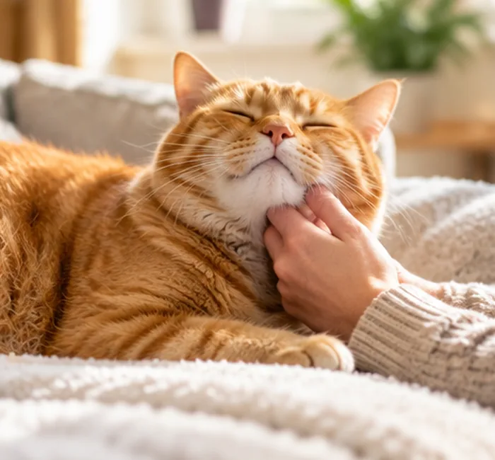 Illustrative pet care image: happy cat